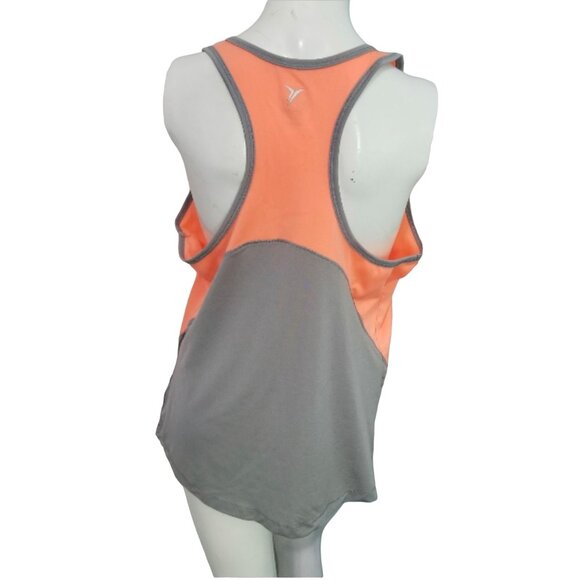 Old Navy Active Racerback Tank Top Sz Large Orange and Grey Breathable Exercise - Picture 2 of 4